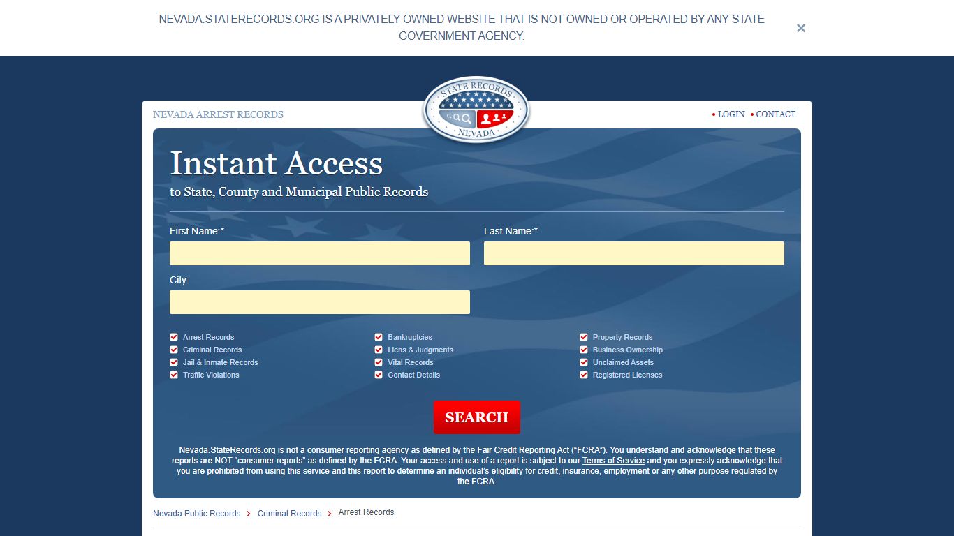 Nevada Arrest Records Online | StateRecords.org